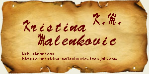 Kristina Malenković vizit kartica